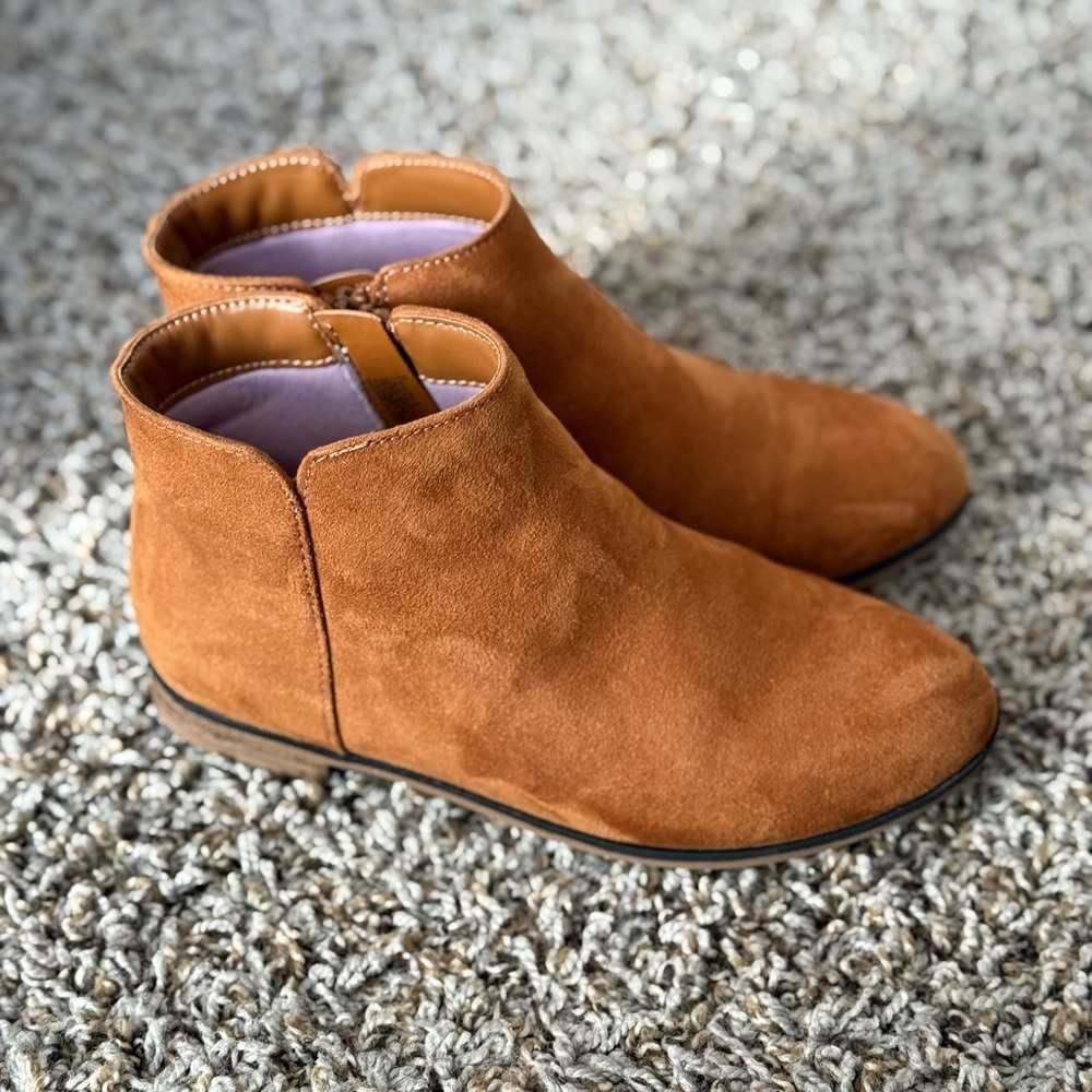 Kids Suede Ankle Booties in Tan - Picture 2 of 7